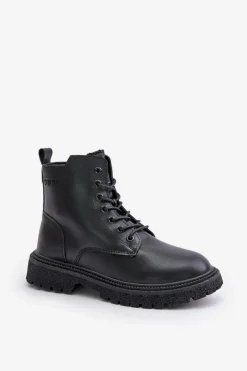 Big Star Shoes Ocieplane Botki Workery Damskie Big Star OO274A126 Czarne