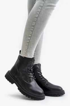 Big Star Shoes Ocieplane Botki Workery Damskie Big Star OO274A126 Czarne