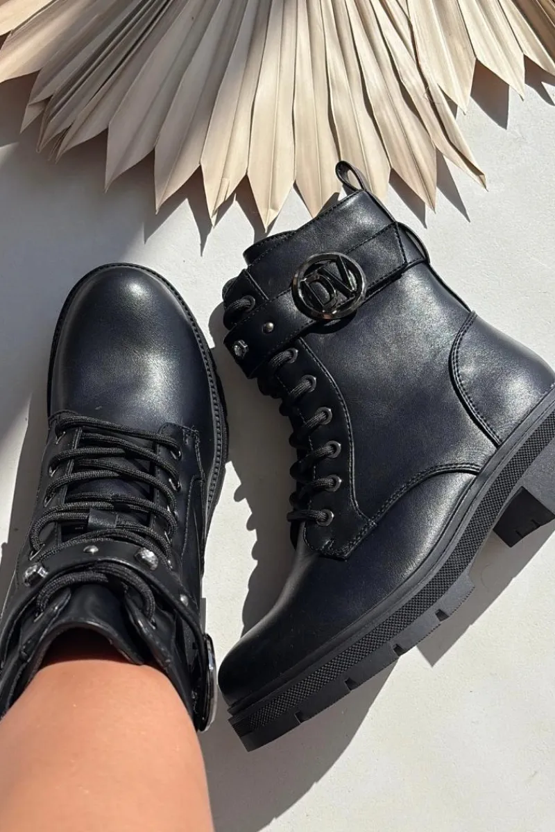 Outlet Ocieplane Botki Workery Damskie Z Ozdobnym Detalem Czarne Talyssa Damskie Botki Wiosenne|Botki Ocieplane