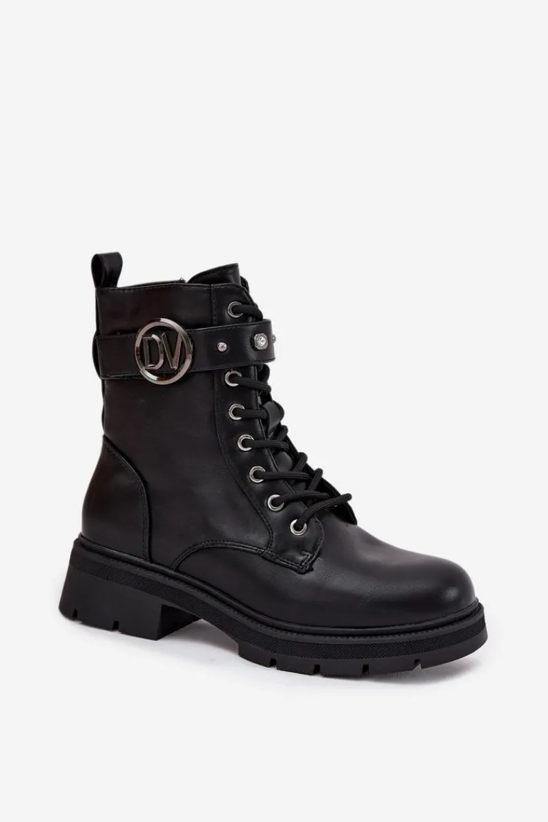 Outlet Ocieplane Botki Workery Damskie Z Ozdobnym Detalem Czarne Talyssa Damskie Botki Wiosenne|Botki Ocieplane