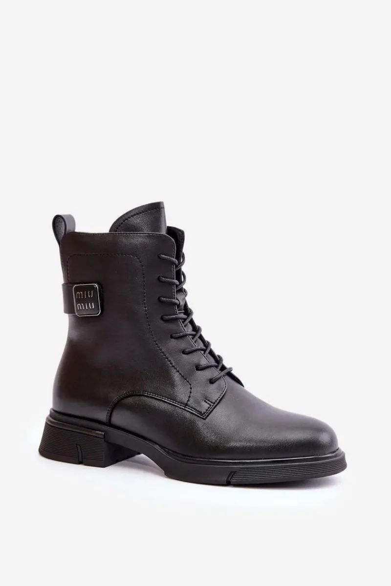 Botki Skórzane|Botki Sznurowane>Buty damskie Vinceza Ocieplane Botki Workery Damskie Skóra Naturalna Czarne Vinceza 66688