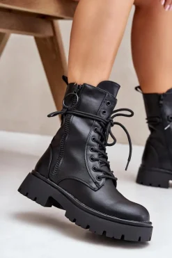 Botki Sznurowane|Czarne Botki><noscript><img width=