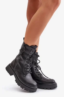 Botki Sznurowane|Czarne Botki><noscript><img width=