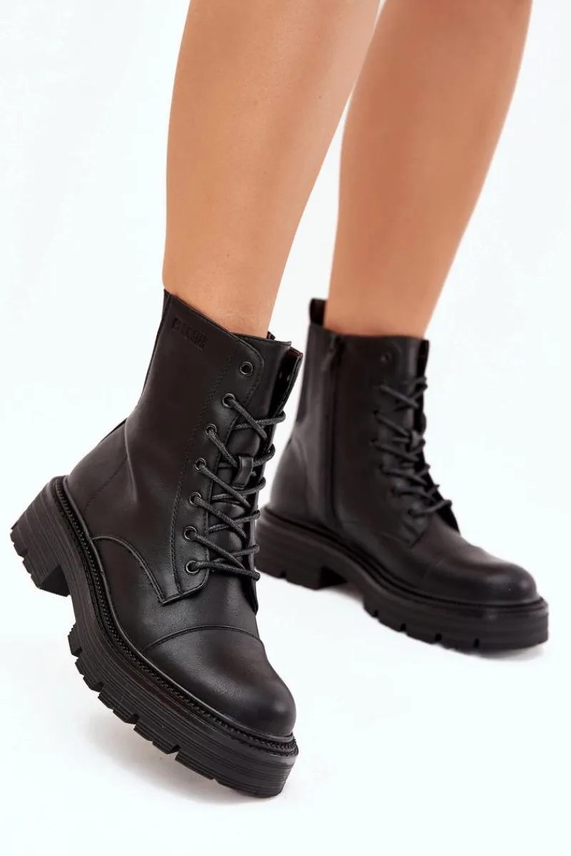 Botki Ocieplane|Damskie Trapery>Big Star Shoes Ocieplane Botki Workery Damskie Big Star OO274140 Czarne