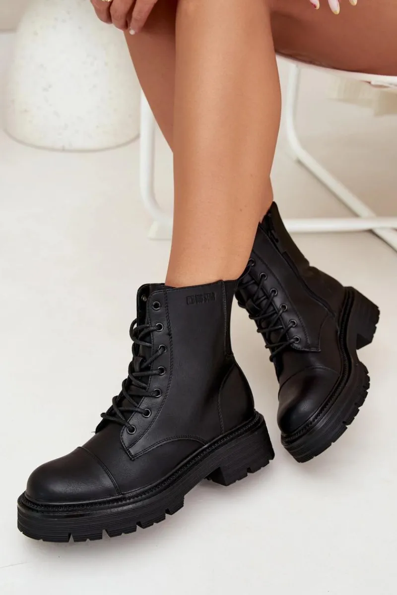 Botki Ocieplane|Damskie Trapery>Big Star Shoes Ocieplane Botki Workery Damskie Big Star OO274140 Czarne