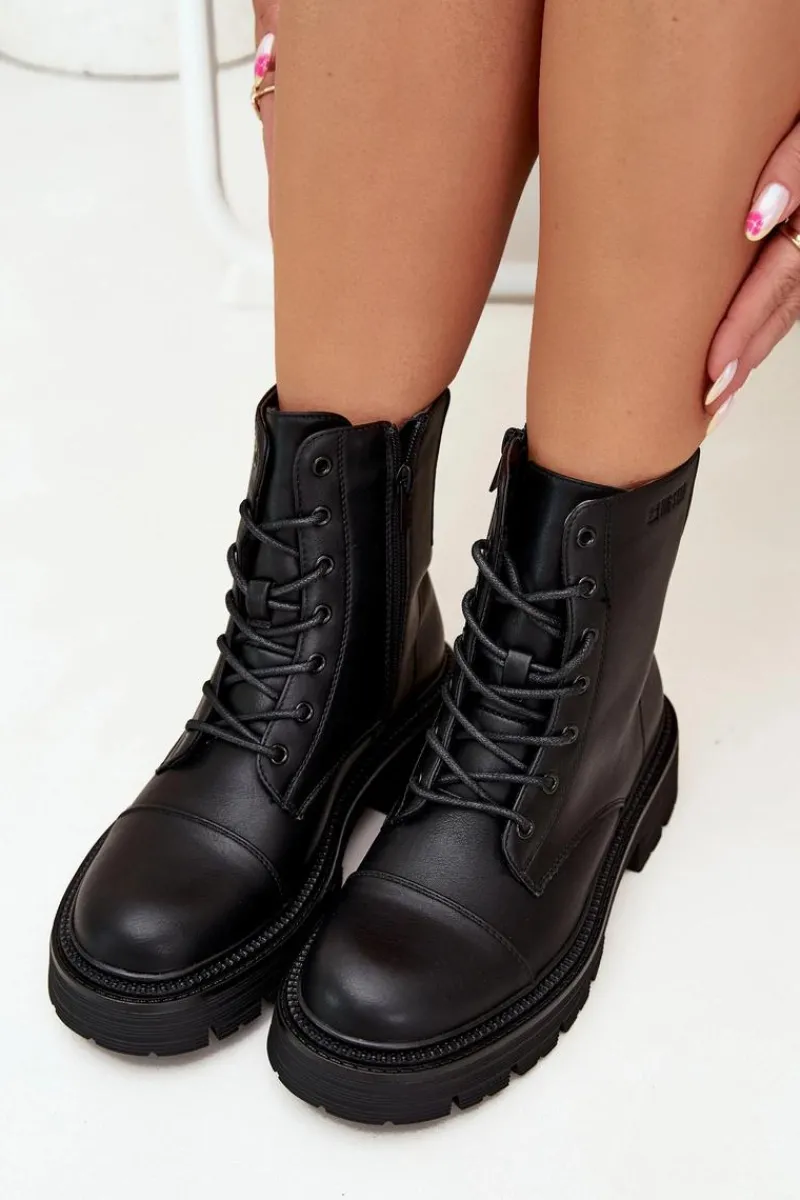 Botki Ocieplane|Damskie Trapery>Big Star Shoes Ocieplane Botki Workery Damskie Big Star OO274140 Czarne