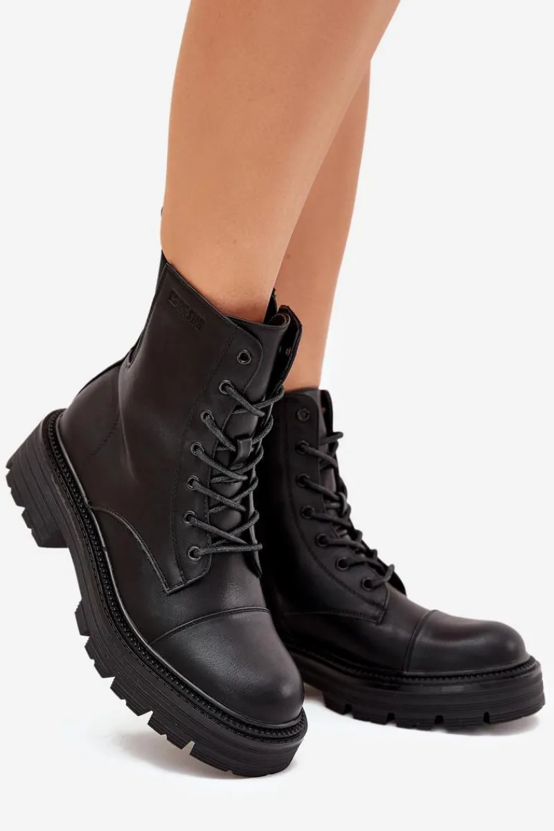 Botki Ocieplane|Damskie Trapery>Big Star Shoes Ocieplane Botki Workery Damskie Big Star OO274140 Czarne