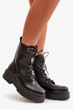 Botki Sznurowane|Czarne Botki><noscript><img width=