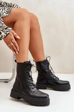 Botki Sznurowane|Czarne Botki><noscript><img width=