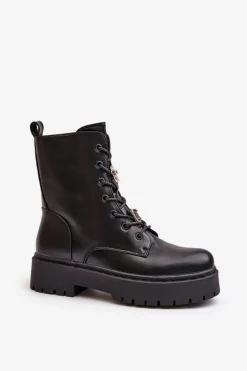 Botki Sznurowane|Czarne Botki><noscript><img width=