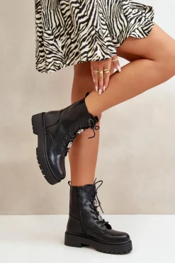 Botki Sznurowane|Czarne Botki><noscript><img width=