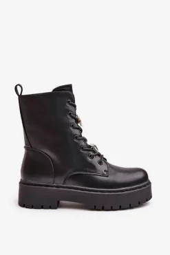 Botki Sznurowane|Czarne Botki><noscript><img width=