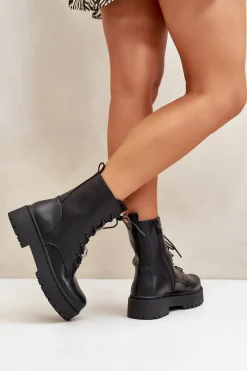 Botki Sznurowane|Czarne Botki><noscript><img width=