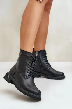 Botki Skórzane|Botki Sznurowane>Buty damskie Vinceza Ocieplane Botki Workery Damskie Ze Skóry Naturalnej Vinceza 7920 Czarne