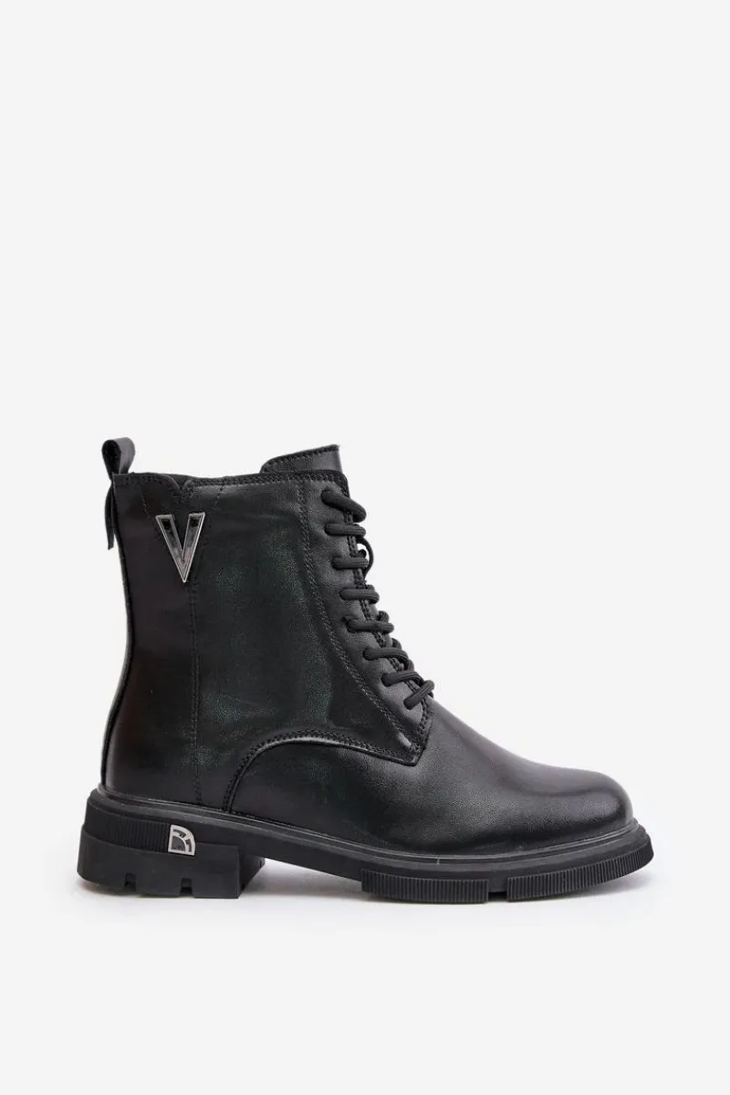 Botki Skórzane|Botki Sznurowane>Buty damskie Vinceza Ocieplane Botki Workery Damskie Ze Skóry Naturalnej Vinceza 7920 Czarne