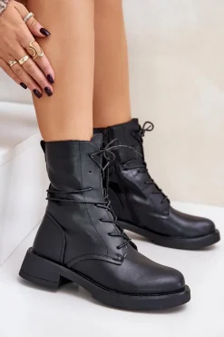 Botki Sznurowane|Czarne Botki><noscript><img width=