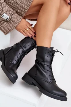 Botki Sznurowane|Czarne Botki><noscript><img width=