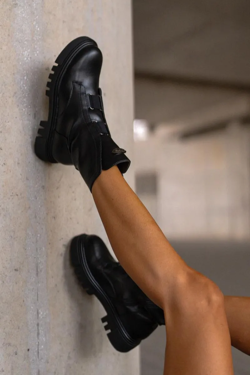 Botki Zimowe Damskie|Brązowe I Beżowe Botki>Boto Ocieplane Botki Workery Damskie Na Zamek Eko Skórzane Czarne Mailyra Czarny