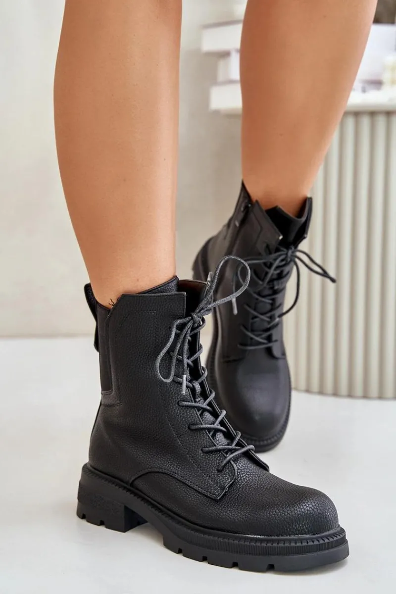 Clearance Boto Ocieplane Botki Workery Na Zamek Czarne Leairae Czarny