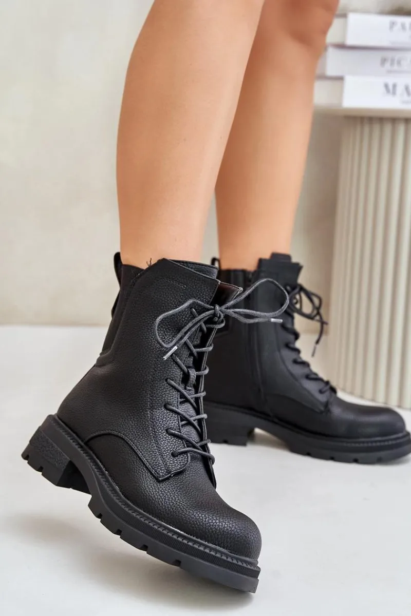 Clearance Boto Ocieplane Botki Workery Na Zamek Czarne Leairae Czarny