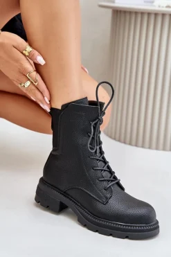 Clearance Boto Ocieplane Botki Workery Na Zamek Czarne Leairae Czarny