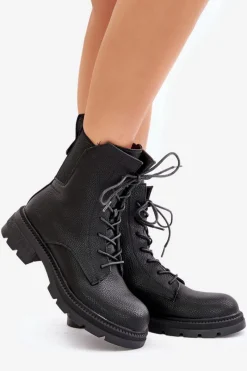 Clearance Boto Ocieplane Botki Workery Na Zamek Czarne Leairae Czarny