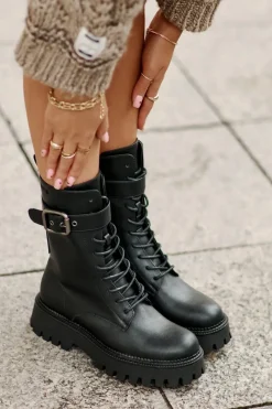 Online Big Star Shoes Ocieplane Botki Workery Z Klamrą Big Star OO274137 Czarne