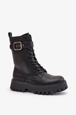 Online Big Star Shoes Ocieplane Botki Workery Z Klamrą Big Star OO274137 Czarne