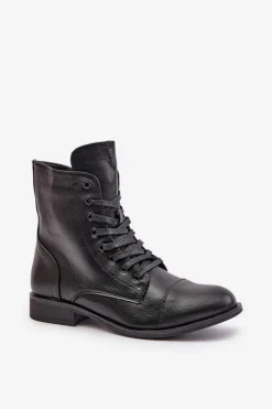 Discount Boto Ocieplane Botki Z Eko Skóry Na Zamek Czarne Leanaris