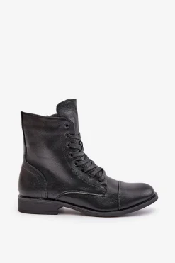 Discount Boto Ocieplane Botki Z Eko Skóry Na Zamek Czarne Leanaris