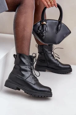 Botki Ocieplane|Botki Sznurowane>Evento Ocieplane Botki Z Przypinkami Na Sznurowaniu Czarne Irivina