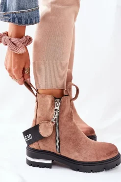 Discount Ocieplane Botki Z Suwakiem Brązowe Cortona Damskie Czarne Botki|Botki Zimowe Damskie