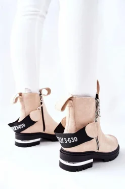 Clearance Ocieplane Botki Z Suwakiem Beżowe Cortona Damskie Czarne Botki|Botki Zimowe Damskie