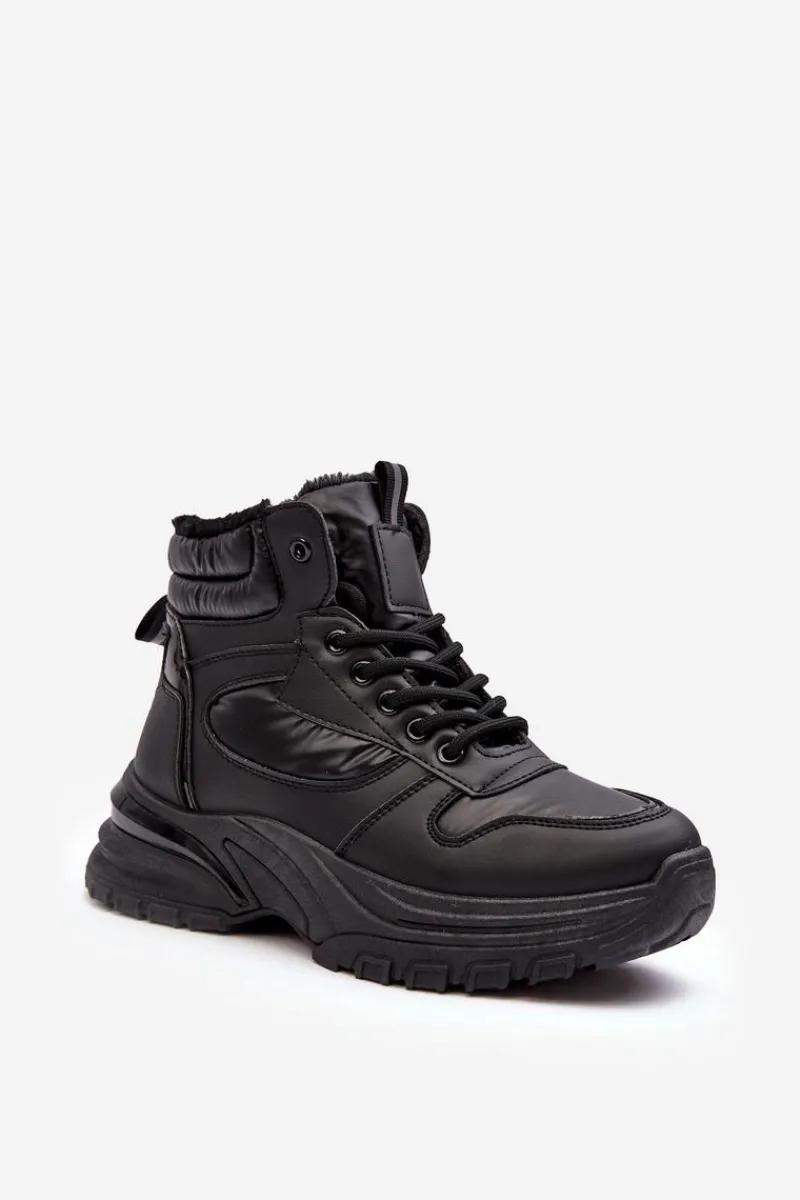 Ocieplane Buty Sportowe Damskie Sznurowane Czarne Dejana Damskie Sneakersy Damskie|Damskie Trapery