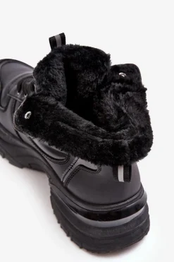 Ocieplane Buty Sportowe Damskie Sznurowane Czarne Dejana Damskie Sneakersy Damskie|Damskie Trapery