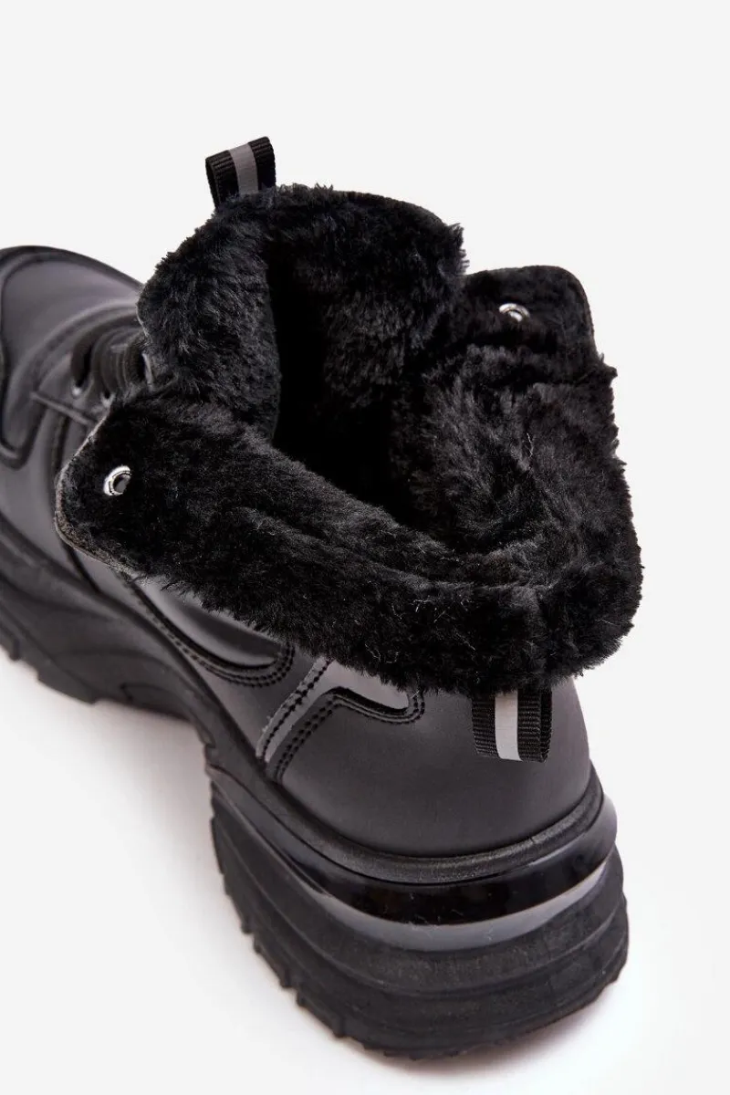 Ocieplane Buty Sportowe Damskie Sznurowane Czarne Dejana Damskie Sneakersy Damskie|Damskie Trapery