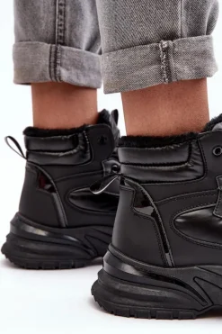Ocieplane Buty Sportowe Damskie Sznurowane Czarne Dejana Damskie Sneakersy Damskie|Damskie Trapery
