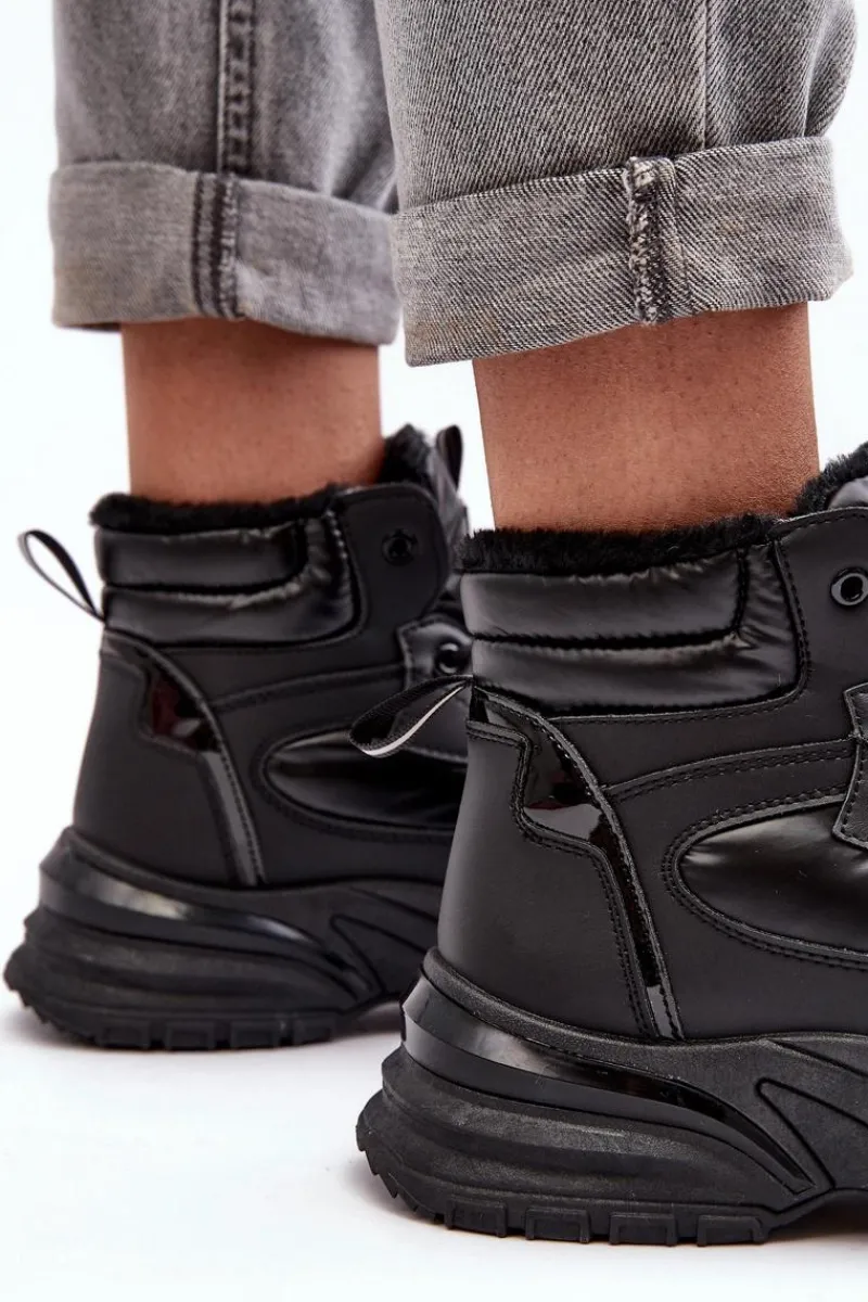 Ocieplane Buty Sportowe Damskie Sznurowane Czarne Dejana Damskie Sneakersy Damskie|Damskie Trapery