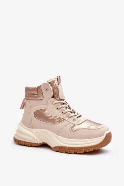 Discount Evento Ocieplane Buty Sportowe Damskie Sznurowane Beżowe Dejana