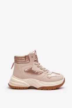 Discount Evento Ocieplane Buty Sportowe Damskie Sznurowane Beżowe Dejana