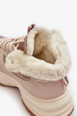 Discount Evento Ocieplane Buty Sportowe Damskie Sznurowane Beżowe Dejana