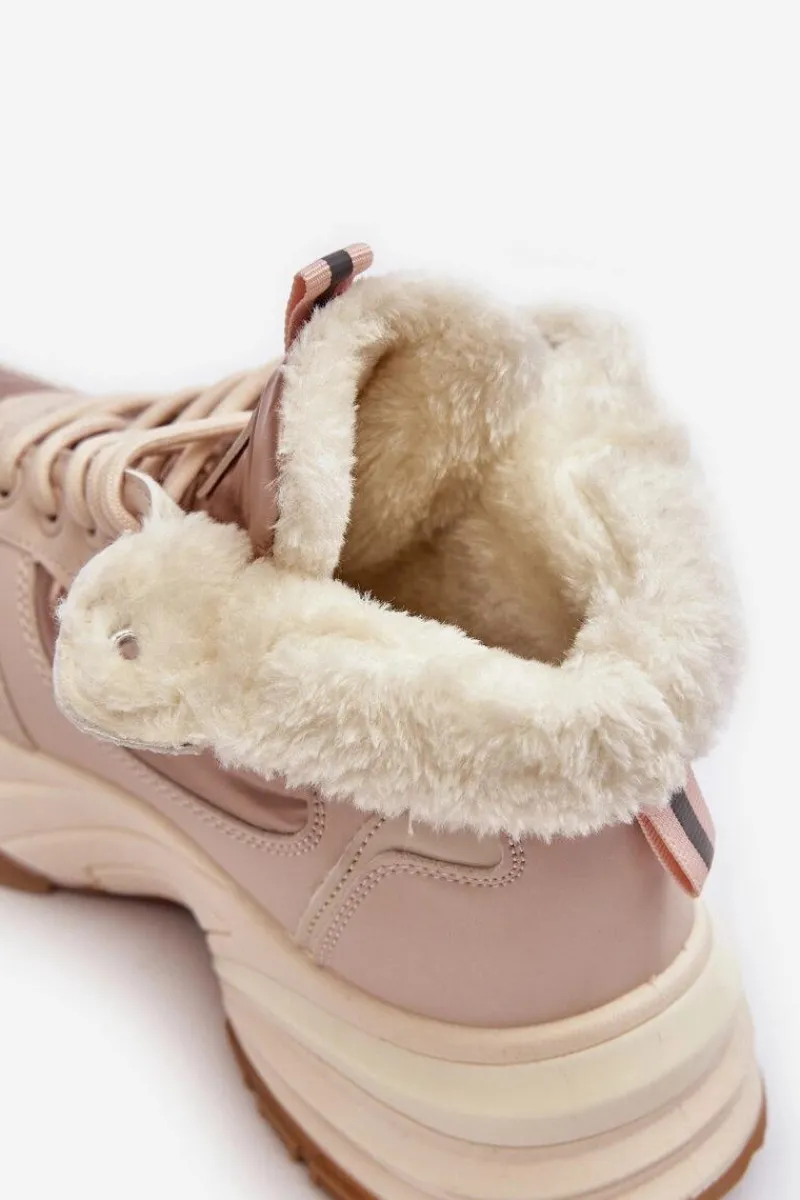 Discount Evento Ocieplane Buty Sportowe Damskie Sznurowane Beżowe Dejana