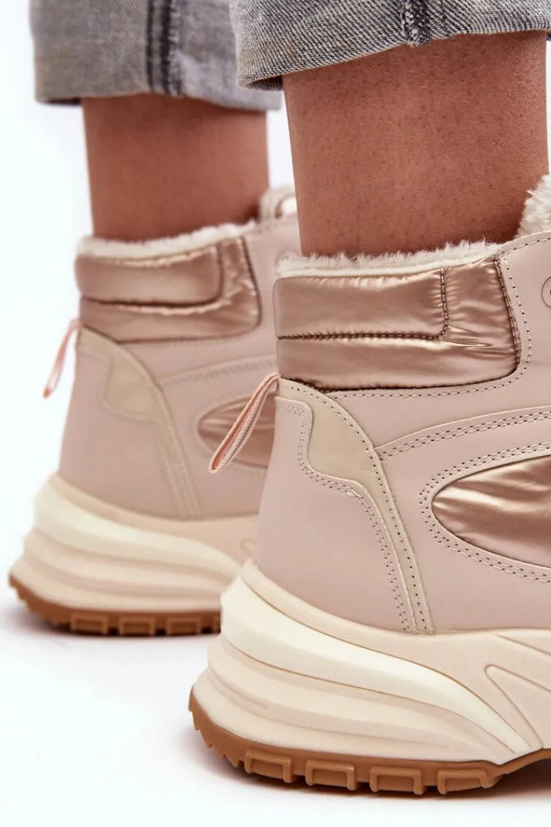 Discount Evento Ocieplane Buty Sportowe Damskie Sznurowane Beżowe Dejana