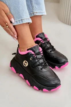 New Ocieplane Buty Sportowe Damskie Sznurowane Na Platformie Czarne Bialoa Damskie Sneakersy Damskie|Botki Sznurowane