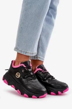 New Ocieplane Buty Sportowe Damskie Sznurowane Na Platformie Czarne Bialoa Damskie Sneakersy Damskie|Botki Sznurowane