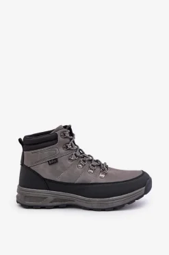 Best Ocieplane Buty Trekkingowe Męskie LCJ-24-03-3033M Szare Męskie Obuwie Trekkingowe Męskie|Botki Męskie