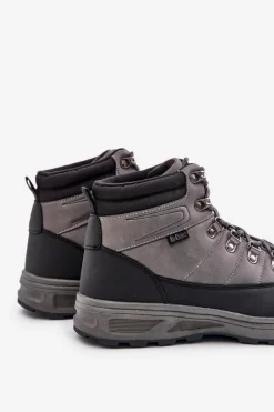 Best Ocieplane Buty Trekkingowe Męskie LCJ-24-03-3033M Szare Męskie Obuwie Trekkingowe Męskie|Botki Męskie