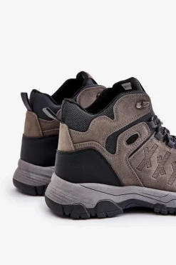 Outlet Evento Ocieplane Buty Trekkingowe Męskie Sznurowane Szare Zerista