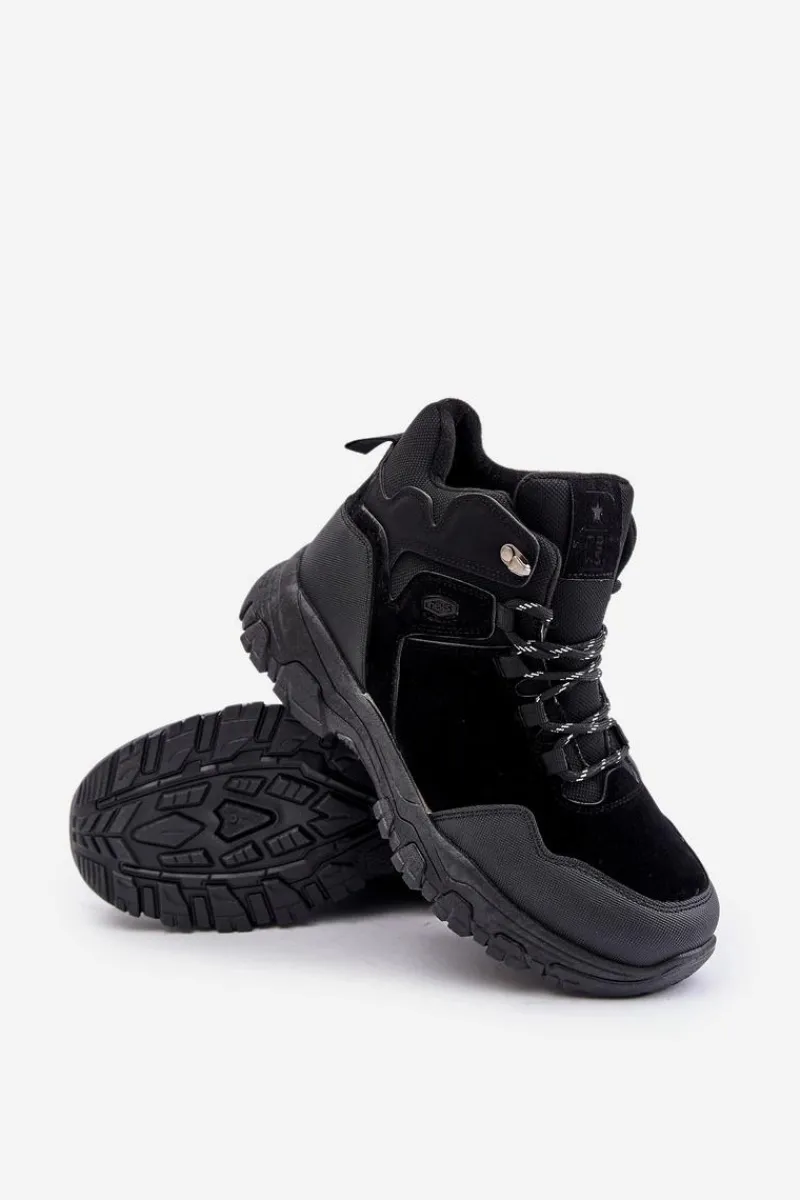 Obuwie Trekkingowe Męskie>Evento Ocieplane Buty Trekkingowe Męskie Sznurowane Czarne Zerista Czarny