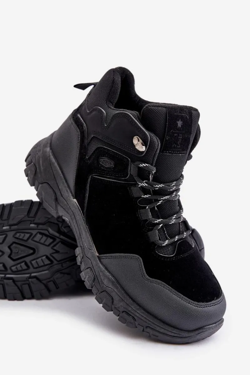 Obuwie Trekkingowe Męskie>Evento Ocieplane Buty Trekkingowe Męskie Sznurowane Czarne Zerista Czarny